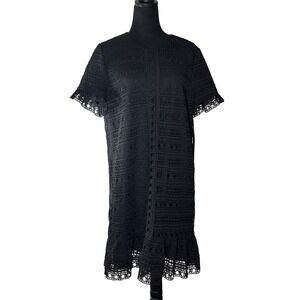 Kate Spade New York Black Lace Dress‎ Women's Size 12 Sheath Flounce Hem